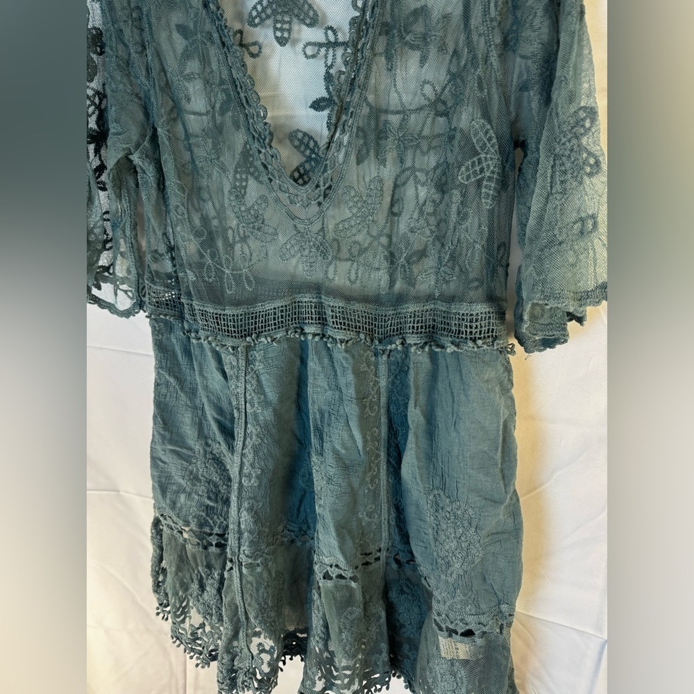 Boho Lace Green Swim Coverup | New Bohemian Lace Swim Coverup NWOT - Picture 6 of 8